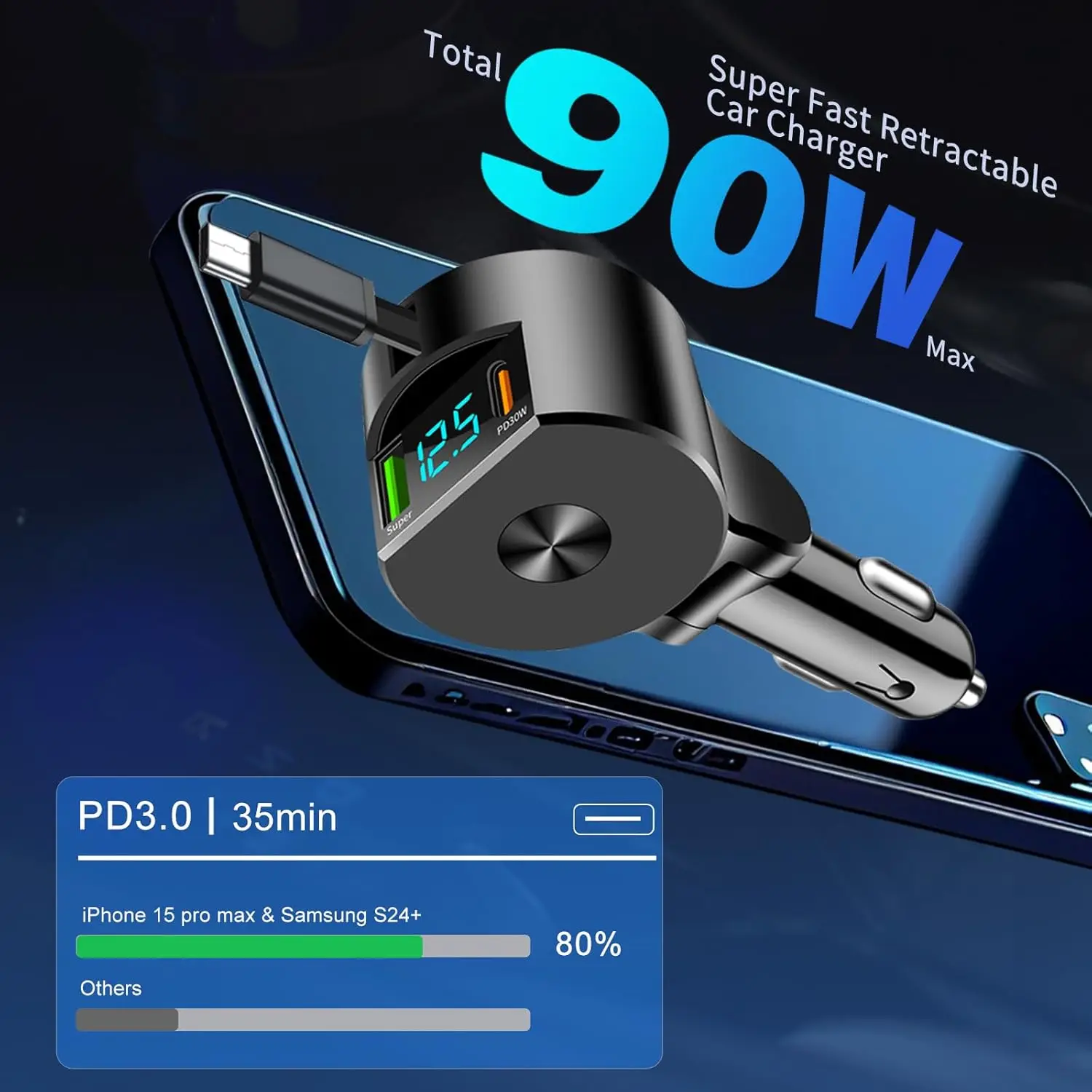Caricabatteria da auto retratt - Fast Charging Cable recensione e prezzo